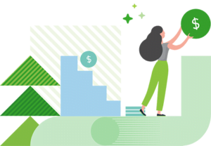 graphic of person holding a coin