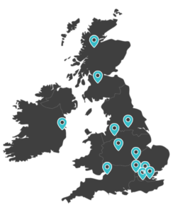 united kingdom map showing office locations