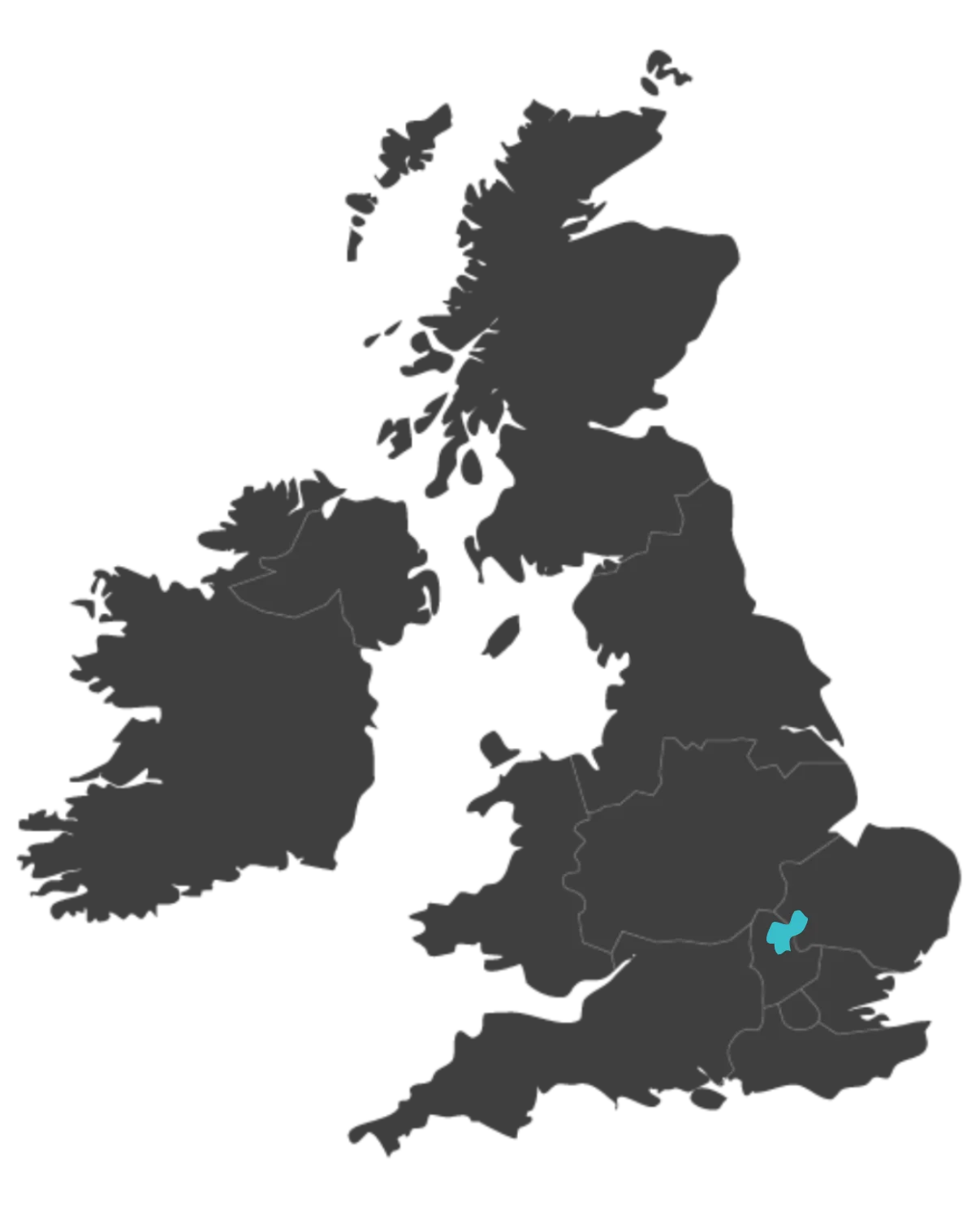 united kingdom map highlighting Central Bedfordshire