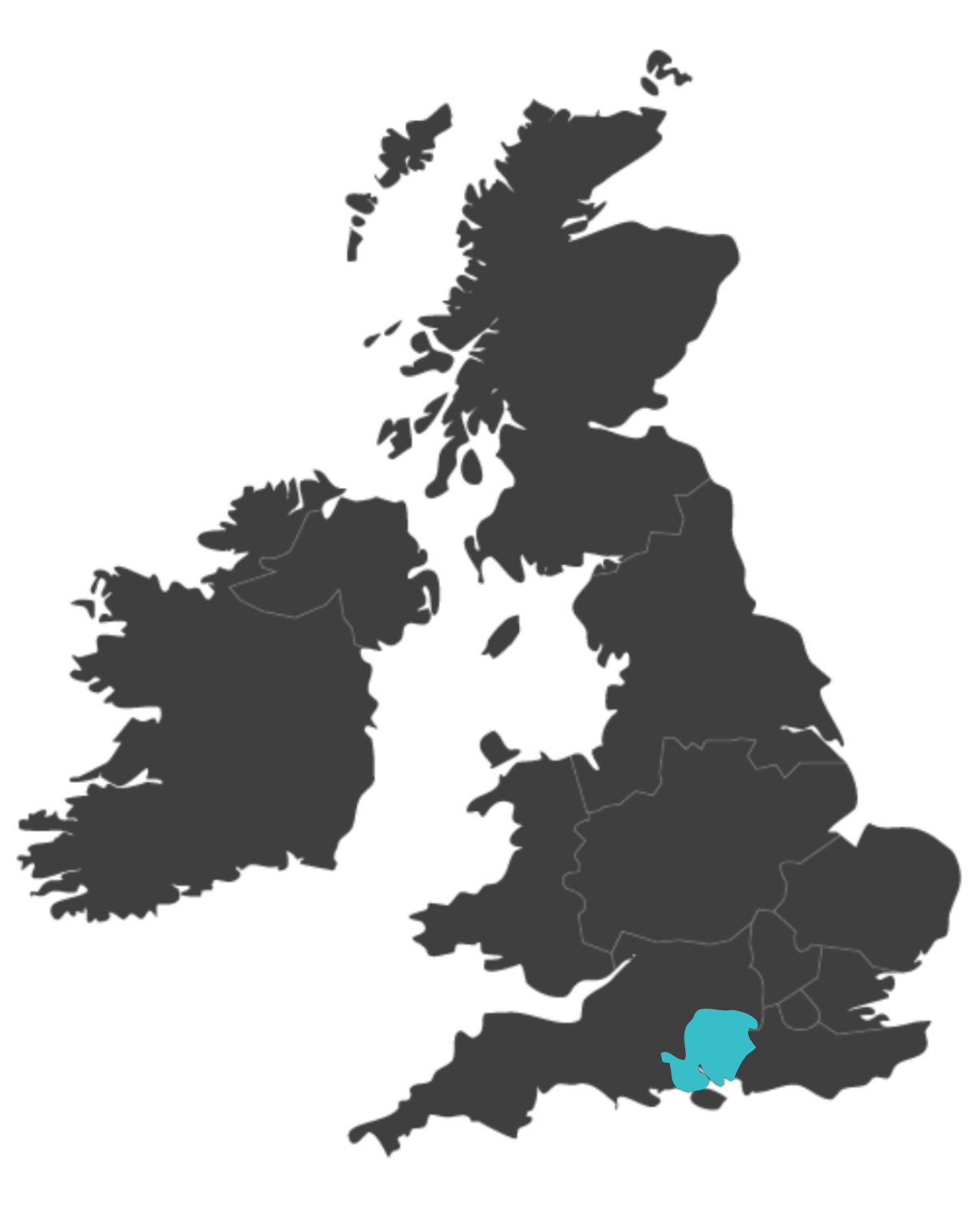 Hampshire united kingdom map highlighting Hampshire