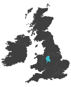 united kingdom map highlighting Staffordshire