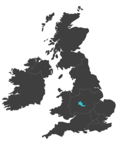 united kingdom map highlighting West Midlands