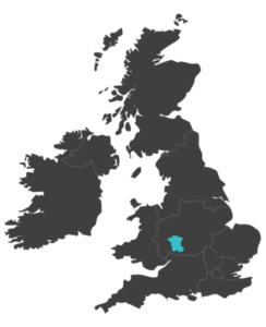 united kingdom map highlighting Worcestershire