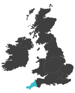 united kingdom map highlighting cornwall