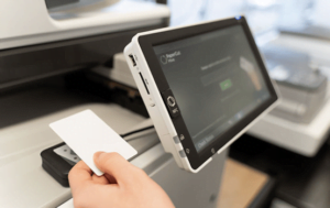photocopier being accessed by rfid card