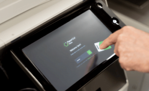 photocopier panel showing papercut hive login